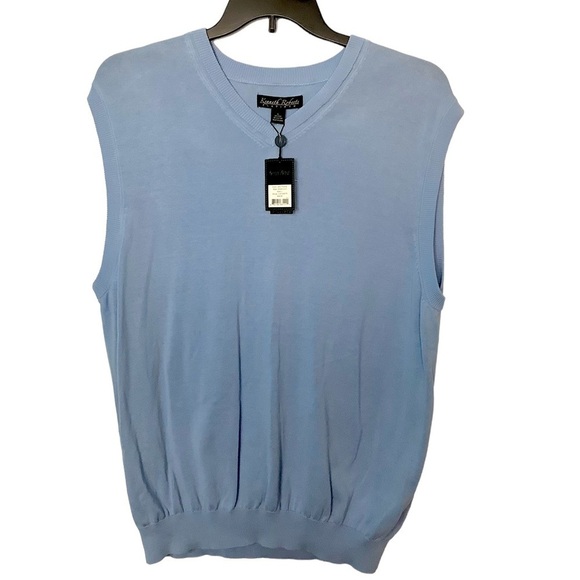 Kenneth Roberts Large 42 - 44 V-Neck Sweater Golf Vest Baby Blue Pullover NWT - Picture 2 of 8